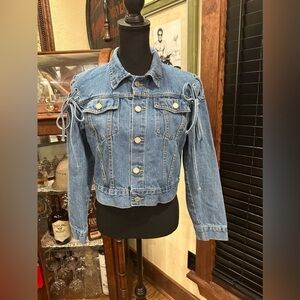 SSLG Lace Up Denim Jacket Long Sleeve Size Medium